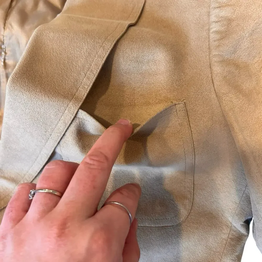 Vintage 80s Tan Faux Suede Blazer 2 Button Men’s 40L